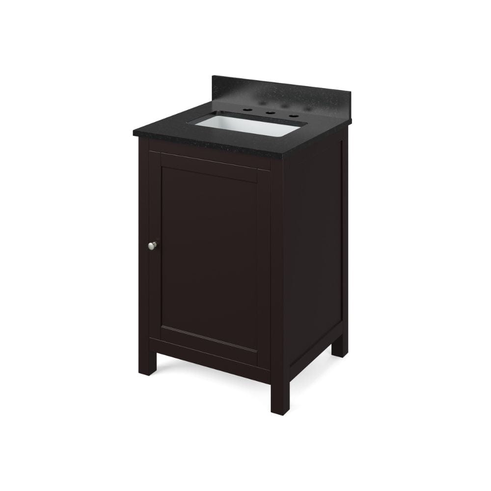 Jeffrey Alexander 24" Espresso Astoria Vanity, Black Granite Vanity Top, undermount rectangle bowl | VKITAST24ESBGR