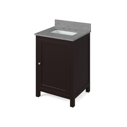 Jeffrey Alexander 24" Espresso Astoria Vanity, Steel Grey Cultured Marble Vanity Top, undermount rectangle bowl | VKITAST24ESSGR