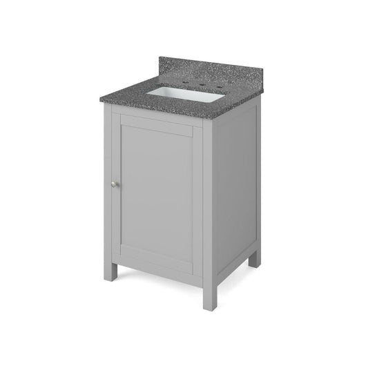 Jeffrey Alexander 24" Grey Astoria Vanity, Boulder Cultured Marble Vanity Top, undermount rectangle bowl | VKITAST24GRBOR