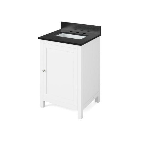 Jeffrey Alexander 24" White Astoria Vanity, Black Granite Vanity Top, undermount rectangle bowl | VKITAST24WHBGR