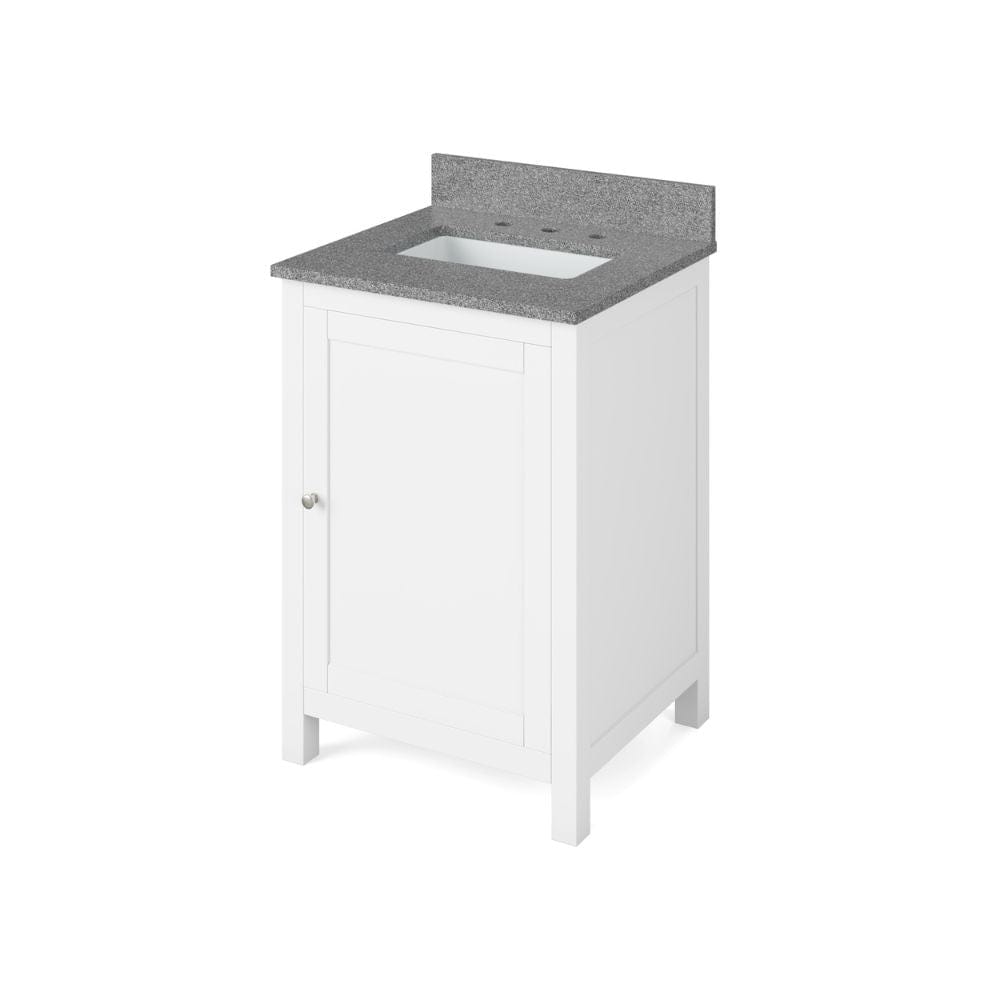 Jeffrey Alexander 24" White Astoria Vanity, Steel Grey Cultured Marble Vanity Top, undermount rectangle bowl | VKITAST24WHSGR