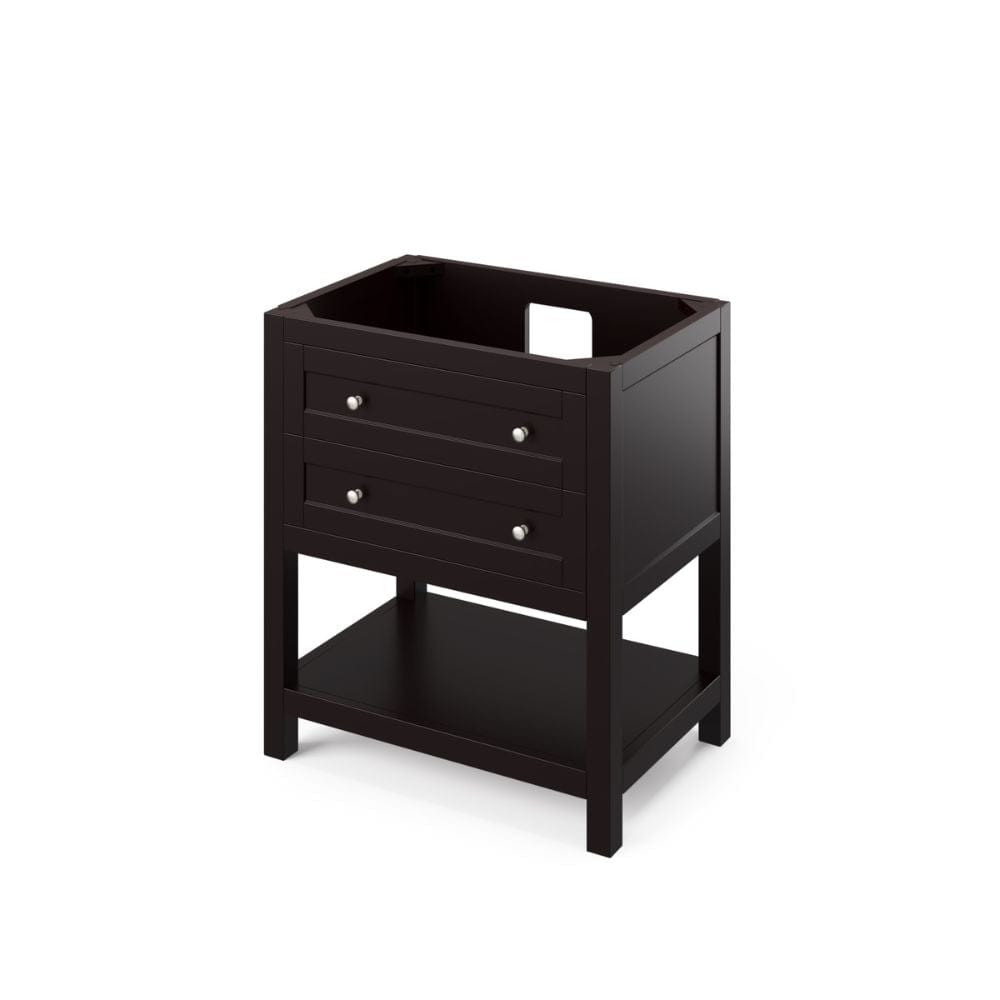 Full-extension soft-close slides and hinges Round knobs included Open bottom shelf for extra storage