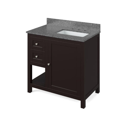 Jeffrey Alexander Vanities Astoria Transitional 36" Espresso Right Offset Sink Vanity, Boulder Cultured Marble Top | VKITAST36ESBOR