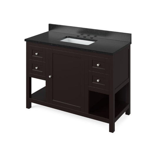 Jeffrey Alexander 48" Espresso Astoria Vanity, Black Granite Vanity Top, undermount rectangle bowl | VKITAST48ESBGR