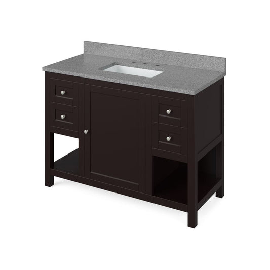 Jeffrey Alexander Vanities Astoria Transitional 48" Espresso Vanity, Steel Grey Cultured Marble Top | VKITAST48ESSGR