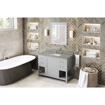 This hardwood Astoria vanity collection features clean lines and a stepped door profile for a modern look. 