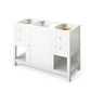 Maximized storage with two pairs of dovetail drawers, open shelves, and dovetail rollout drawer Round knobs included