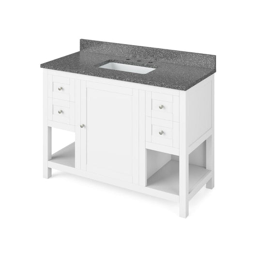 Jeffrey Alexander Vanities Astoria Transitional 48" White Vanity, Boulder Cultured Marble Top | VKITAST48WHBOR