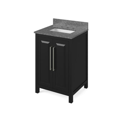 Jeffrey Alexander24" Black Cade Vanity, Boulder Cultured Marble Vanity Top, undermount rectangle bowl | VKITCAD24BKBOR