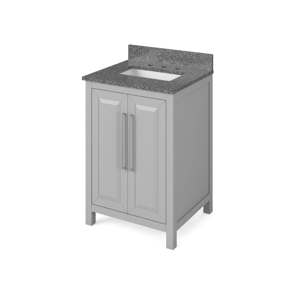 Jeffrey Alexander 24" Grey Cade Vanity, Boulder Cultured Marble Vanity Top, undermount rectangle bowl | VKITCAD24GRBOR