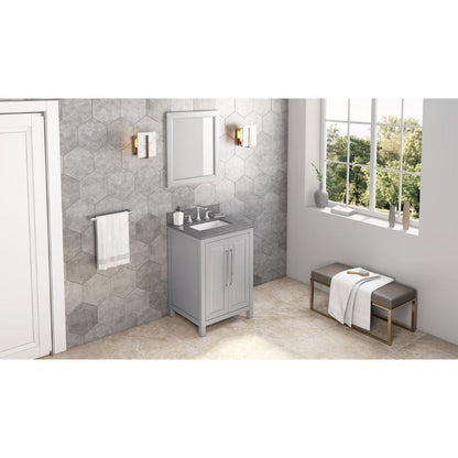 Sleek lines and raised panels come together to create a unique design for the sophisticated Cade vanity.