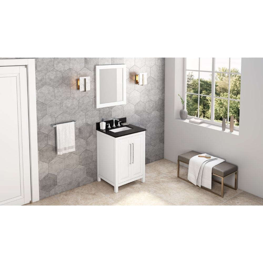Sleek lines and raised panels come together to create a unique design for the sophisticated Cade vanity. 