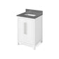 Jeffrey Alexander 24" White Cade Vanity, Boulder Cultured Marble Vanity Top, undermount rectangle bowl | VKITCAD24WHBOR