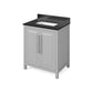 Cade Transitional 30" Grey Bathroom Vanity, Black Granite Top | VKITCAD30GRBGR