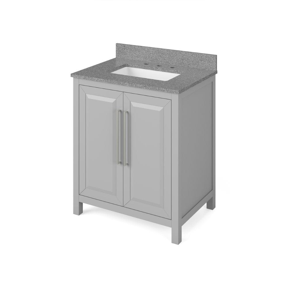 Cade Transitional 30" Grey Bathroom Vanity, Steel Grey Cultured Marble Top | VKITCAD30GRSGR