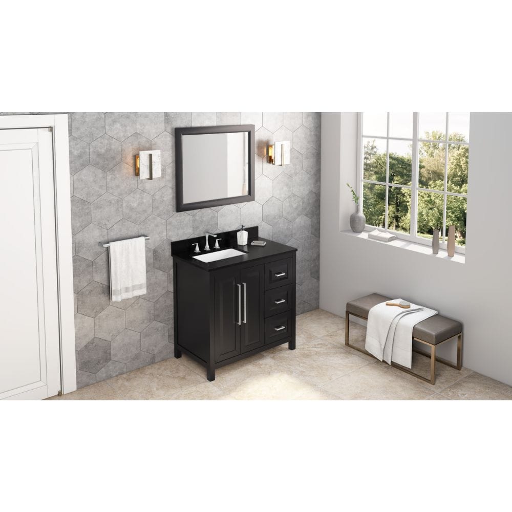 Sleek lines and raised panels come together to create a unique design for the sophisticated Cade vanity.