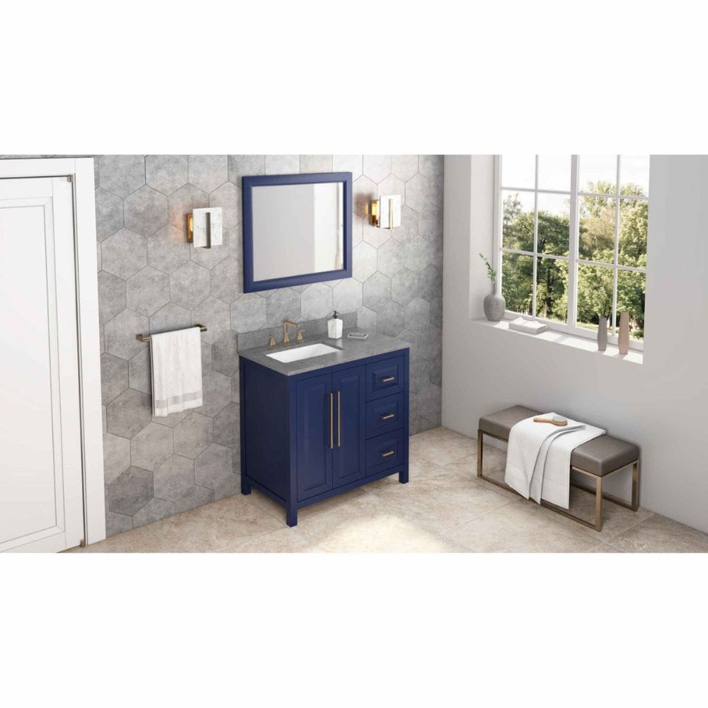 Sleek lines and raised panels come together to create a unique design for the sophisticated Cade vanity. 