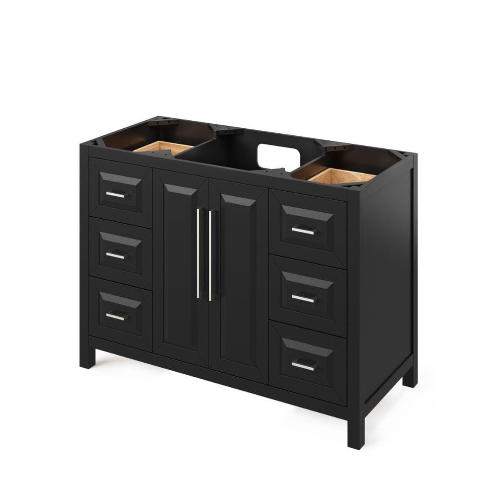 Cade Transitional 48" Black Bathroom Vanity, Black Granite Top | VKITCAD48BKBGR