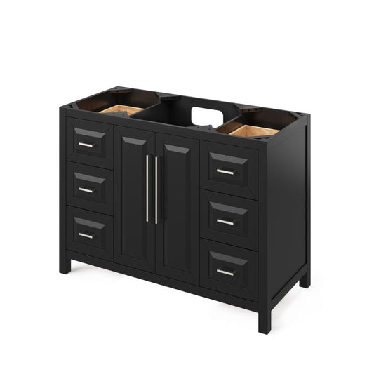 Storage provided by six dovetail drawers, dovetail rollout drawer, and adjustable shelf Square pulls included