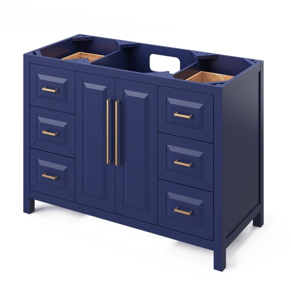 Storage provided by six dovetail drawers, dovetail rollout drawer, and adjustable shelf Square pulls included