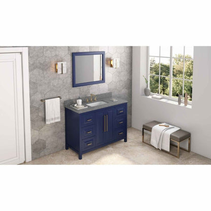 Sleek lines and raised panels come together to create a unique design for the sophisticated Cade vanity. 