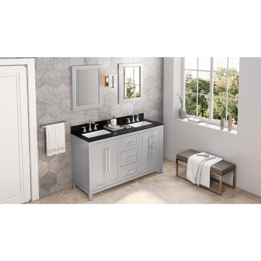 Sleek lines and raised panels come together to create a unique design for the sophisticated Cade vanity.