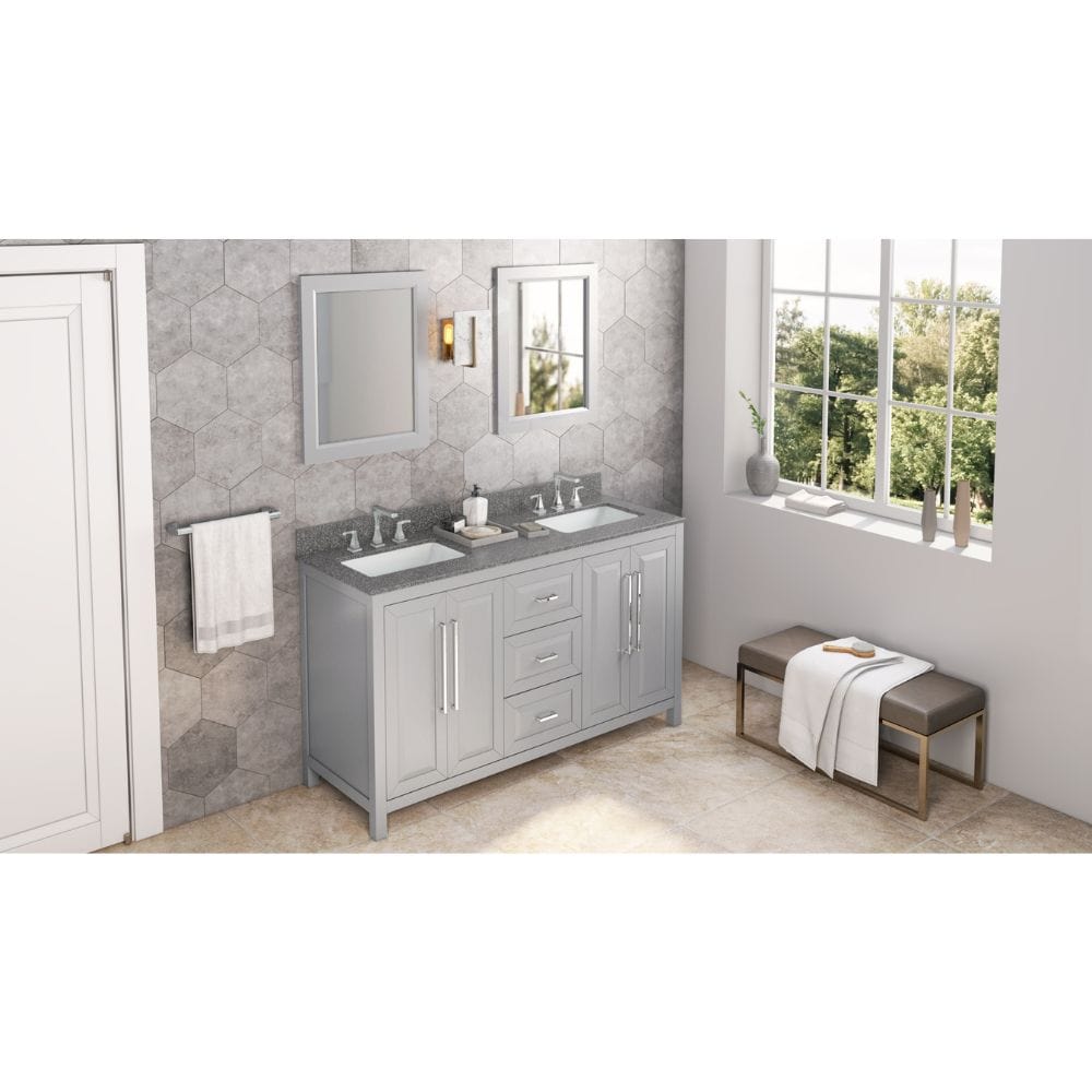 Sleek lines and raised panels come together to create a unique design for the sophisticated Cade vanity. 