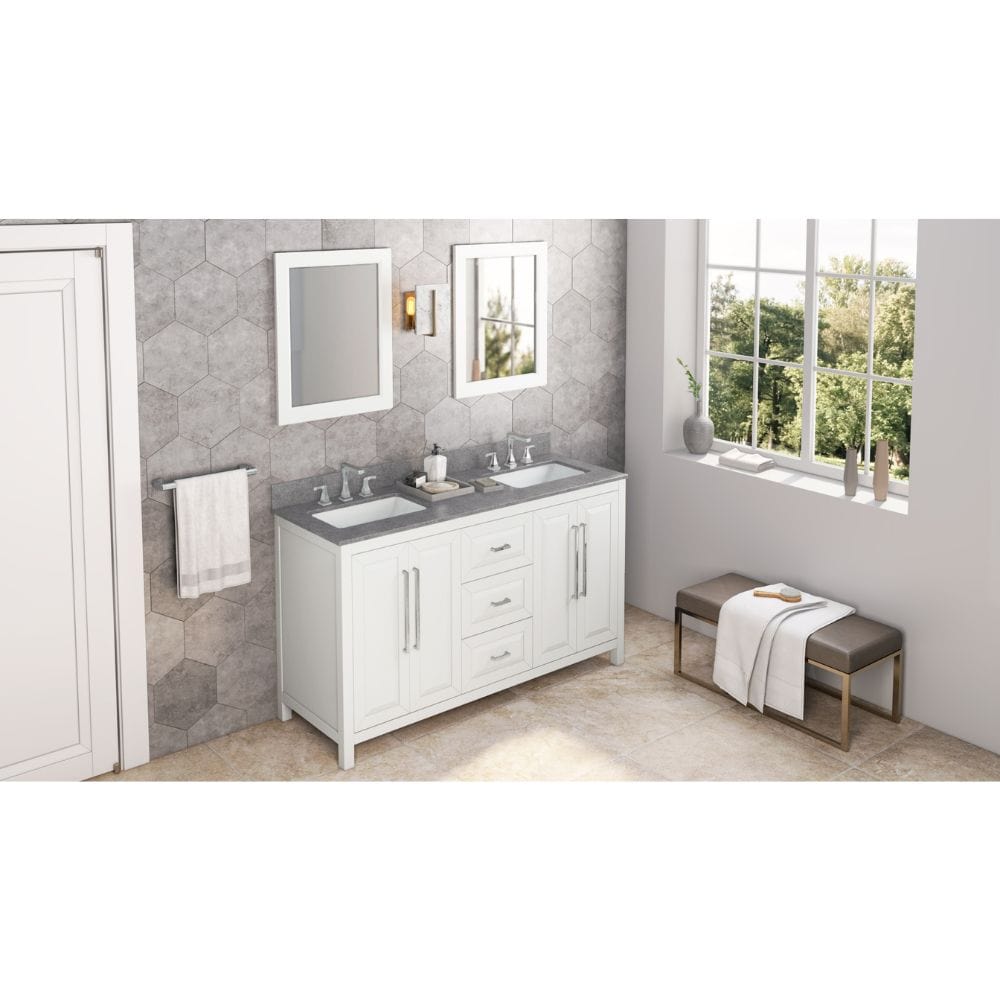 Sleek lines and raised panels come together to create a unique design for the sophisticated Cade vanity. 