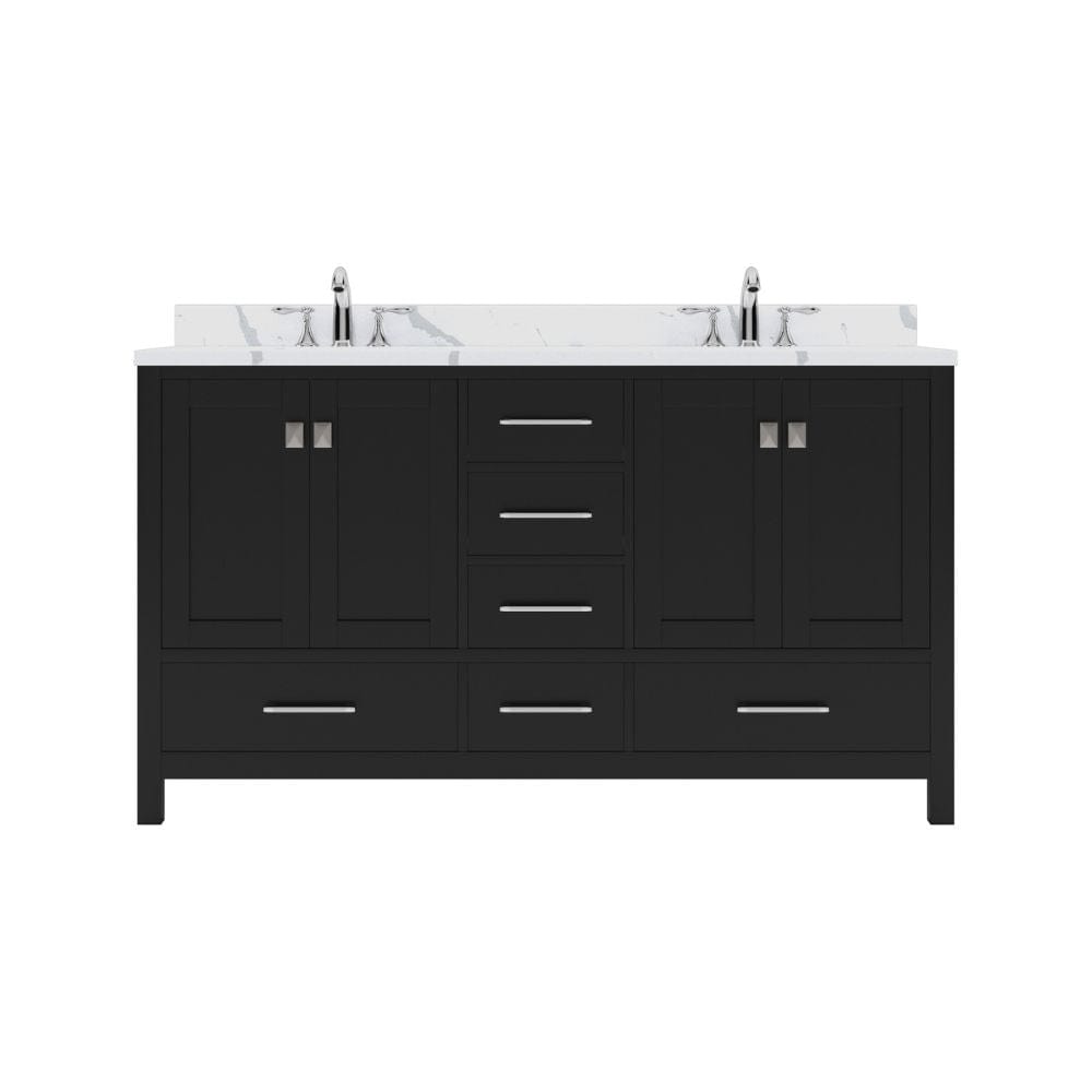 Caroline Avenue Transitional Espresso 60" Double Vanity with Calacatta Quartz Top | GD-50060-CCRO-ES