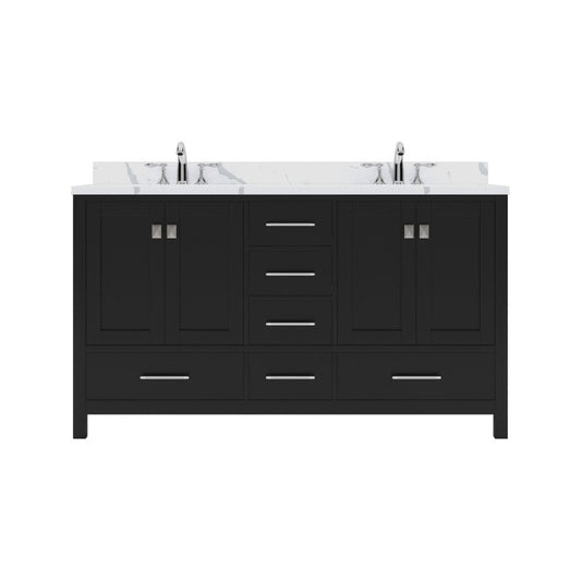 Caroline Avenue Transitional Espresso 60" Double Vanity with Calacatta Quartz Top | GD-50060-CCRO-ES