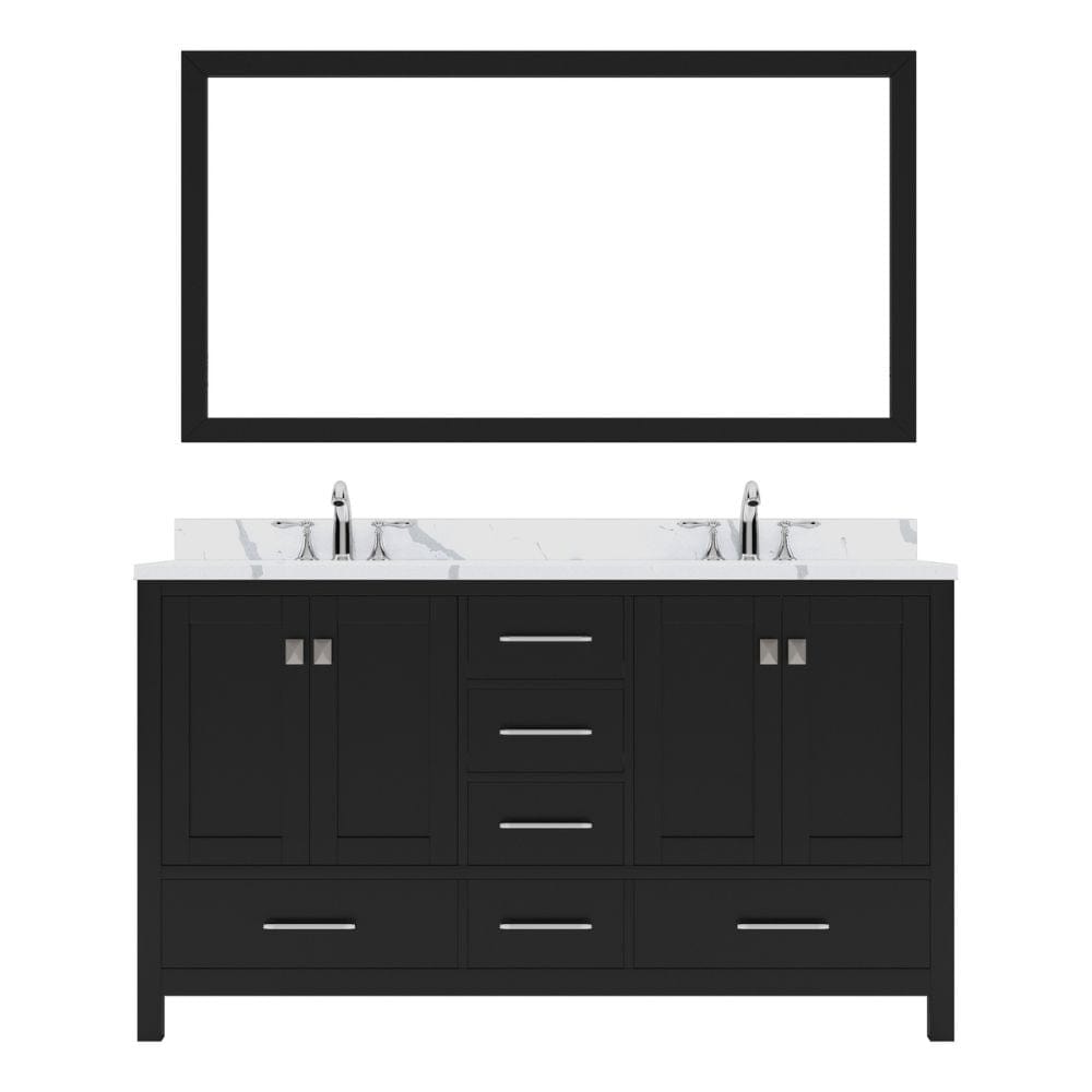 Jeffrey Alexander Caroline Avenue 60" Double Bath Vanity in Espresso with Calacatta Quartz Top and Round Sinks with Matching Mirror | GD-50060-CCRO-ES