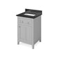 Jeffrey Alexander 24" Grey Chatham Vanity, Black Granite Vanity Top, undermount rectangle bowl | VKITCHA24GRBGR