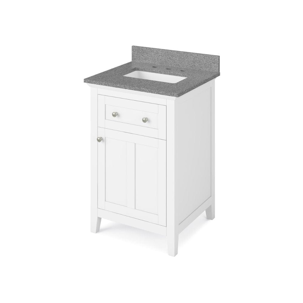 Jeffrey Alexander 24" White Chatham Vanity, Steel Grey Cultured Marble Vanity Top, undermount rectangle bowl | VKITCHA24WHSGR