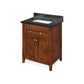 Jeffrey Alexander 30" Chocolate Chatham Vanity, Black Granite Vanity Top, undermount rectangle bowl | VKITCHA30CHBGR