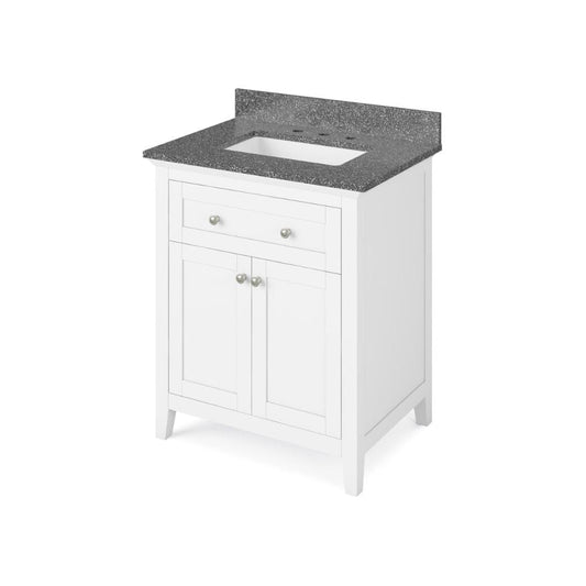 Jeffrey Alexander 30" White Chatham Vanity, Boulder Cultured Marble Vanity Top, undermount rectangle bowl | VKITCHA30WHBOR