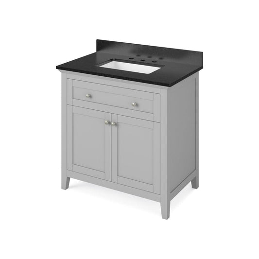 Chatham Traditional 36" Grey Single Sink Vanity, Black Granite | VKITCHA36GRBGR