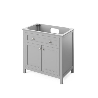 Jeffrey Alexander Vanities Chatham Traditional 36" Grey Single Sink Vanity, Steel Grey Cultured Marble Top | VKITCHA36GRSGR