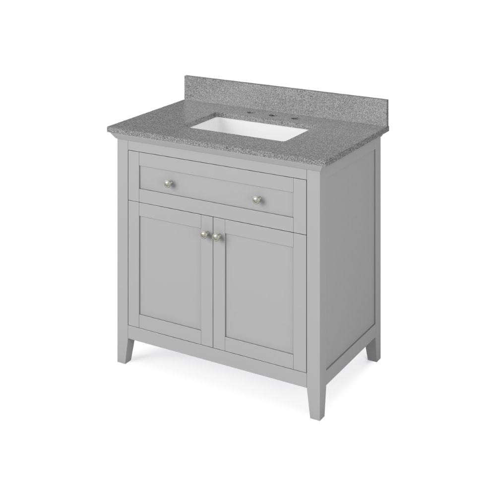 Jeffrey Alexander Vanities Chatham Traditional 36" Grey Single Sink Vanity, Steel Grey Cultured Marble Top | VKITCHA36GRSGR