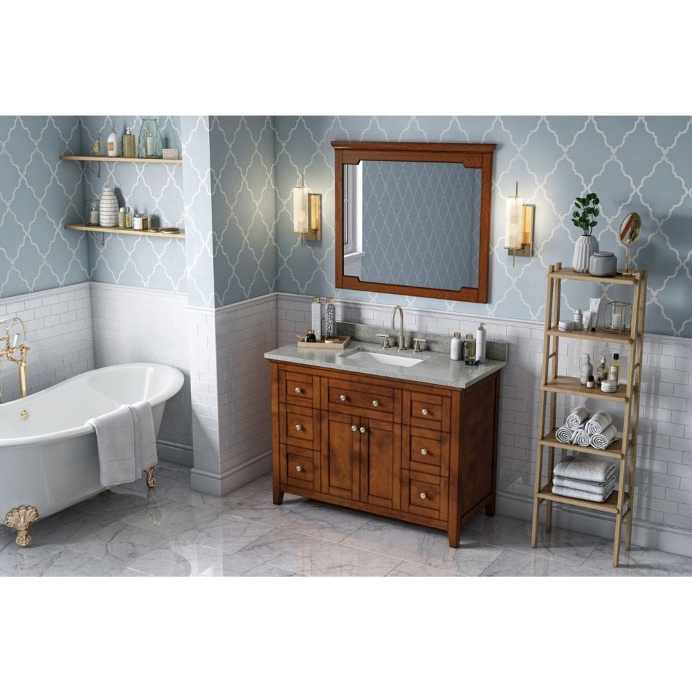 The Chatham vanity embraces the classic Shaker style with refined elegance and is available in a diverse selection of colors to fit a variety design styles.