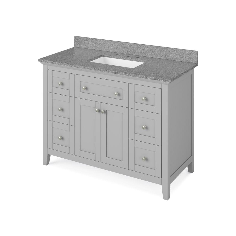 Jeffrey Alexander 48" Grey Chatham Vanity, Steel Grey Cultured Marble Vanity Top, undermount rectangle bowl | VKITCHA48GRSGR