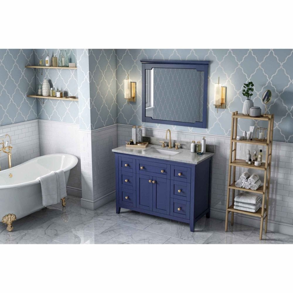 Chatham Traditional 48" Hale Blue Single Vanity, Steel Grey Cultured Marble Top | VKITCHA48BLSGR