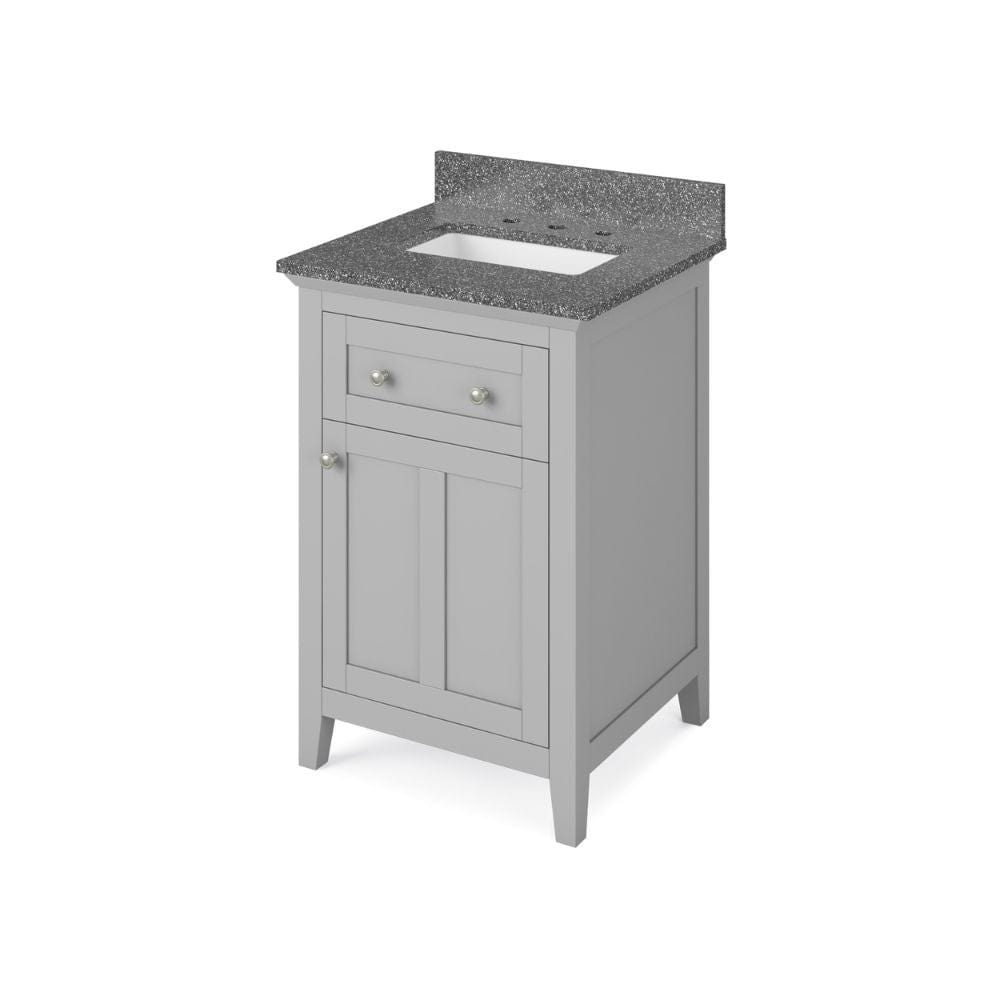 Jeffrey Alexander 24" Grey Chatham Vanity, Boulder Cultured Marble Vanity Top, undermount rectangle bowl | VKITCHA24GRBOR