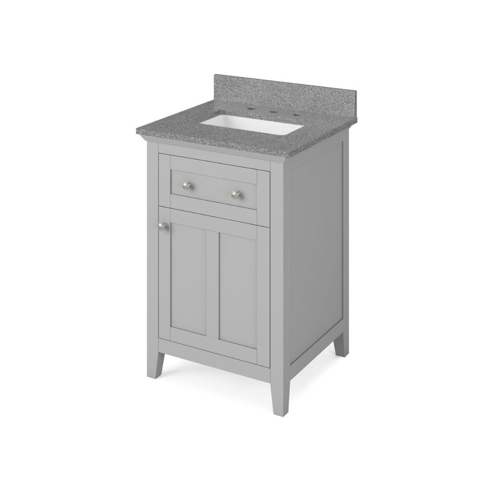 Jeffrey Alexander 24" Grey Chatham Vanity, Steel Grey Cultured Marble Vanity Top, undermount rectangle bowl | VKITCHA24GRSGR