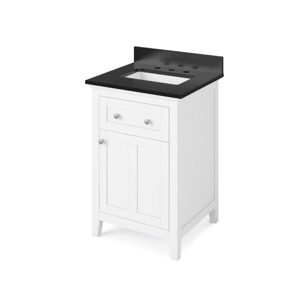 Jeffrey Alexander 24" White Chatham Vanity, Black Granite Vanity Top, undermount rectangle bowl | VKITCHA24WHBGR