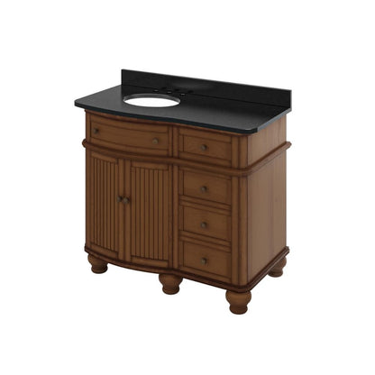 Jeffrey Alexander 48" Walnut Compton Vanity, Compton-only Black Granite Vanity Top, undermount oval bowl | VKITCOM48WABGO