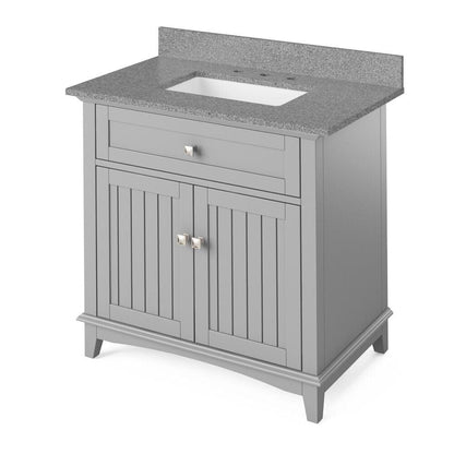 Jeffrey Alexander 36" Grey Savino Vanity, Steel Grey Cultured Marble Vanity Top, undermount rectangle bowl | VKITSAV36GRSGR