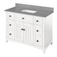 Savino Modern 48" White Single Sink Vanity, Steel Grey Cultured Marble Top | VKITSAV48WHSGR