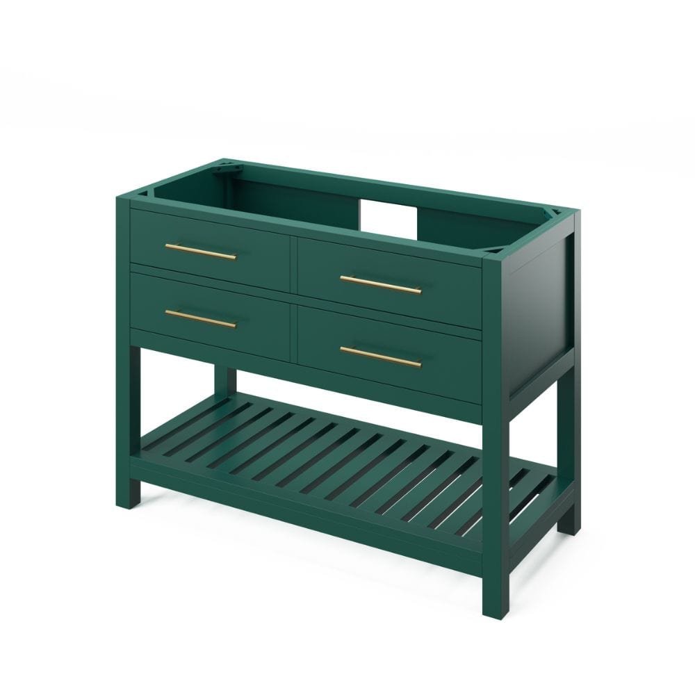 Full-extension concealed soft-close undermount slides Tipout storage with custom-sized hardwood tray plus open slatted bottom shelf for optimal storage