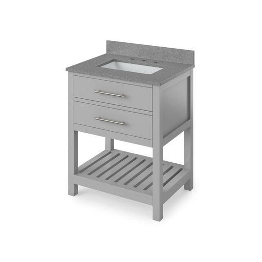 Jeffrey Alexander 30" Grey Wavecrest Vanity, Steel Grey Cultured Marble Vanity Top, undermount rectangle bowl | VKITWAV30GRSGR