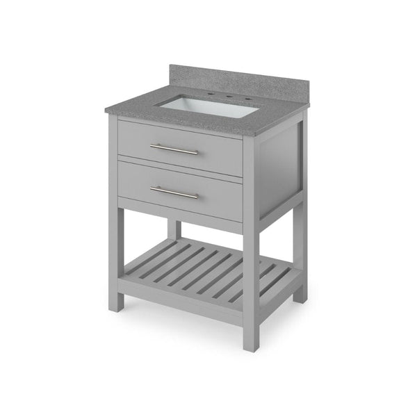 Jeffrey Alexander 30 Grey Wavecrest Vanity, Steel Grey Cultured Marble Vanity Top, undermount rectangle bowl | VKITWAV30GRSGR